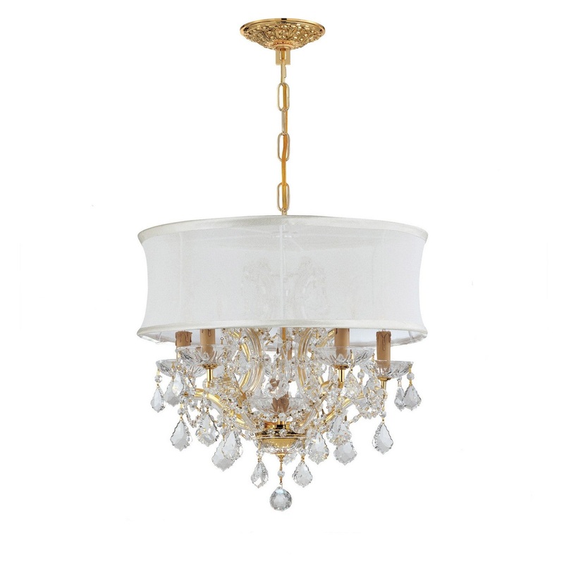Crystorama 4415-GD-SMW-CLQ Brentwood Six Light Chandelier Gold