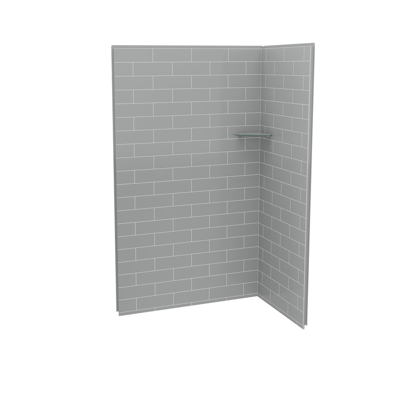 MAAX 107457-301-501 Utile 4832 Composite Direct-to-Stud Two-Piece Corner Shower Wall Kit in Metro Ash Grey