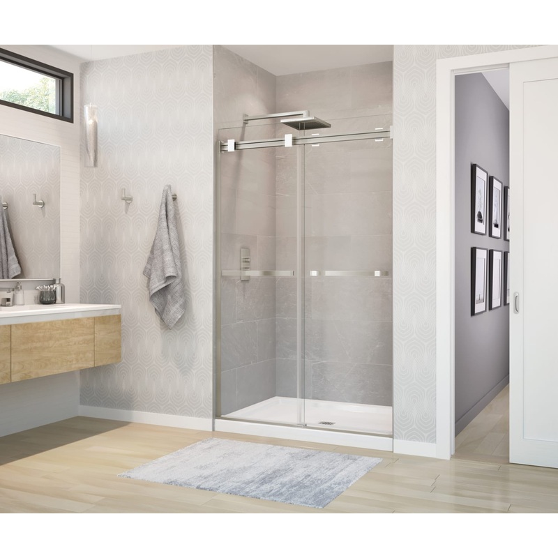 MAAX 136272-900-290-000 Duel 56-58  x 70 -74 in. 8 mm Bypass Shower Door for Alcove Installation with Clear glass in Brushed Nickel & Matte White