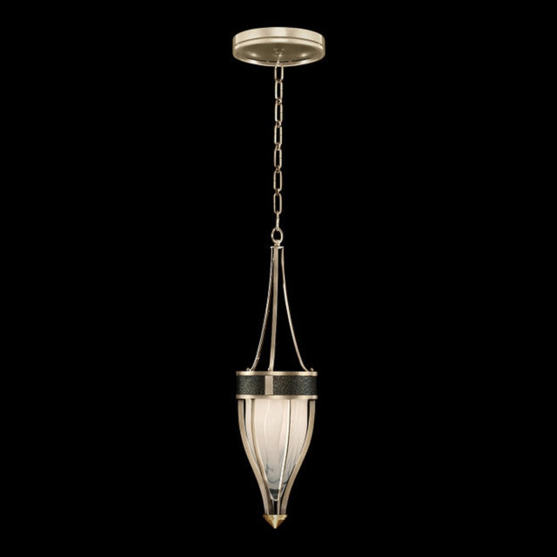 Mirage 7.5″W Round Pendant Champagne/Brass/Black Knight