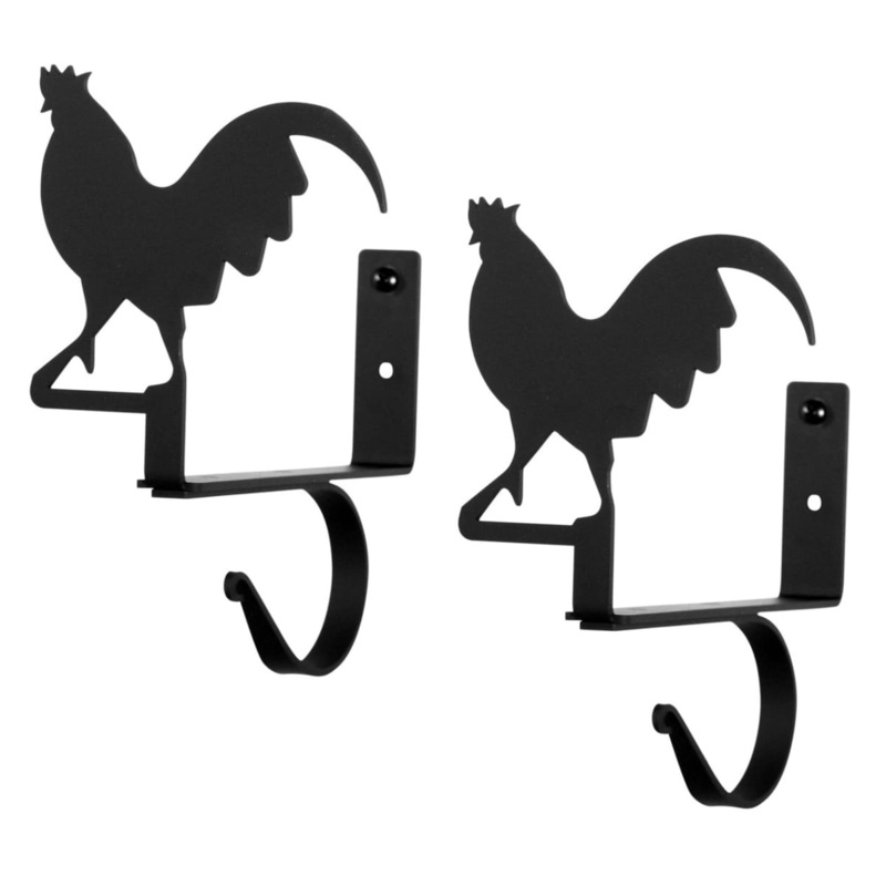 Village Wrought Iron CUR-SB-1 Rooster Curtain Shelf Brackets (pair)