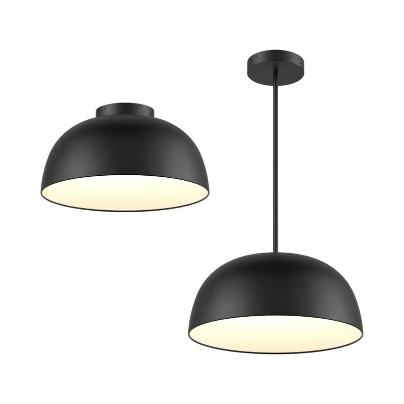 20″ 2-1 Pendant and Flush Mount (6 Stems) Black
