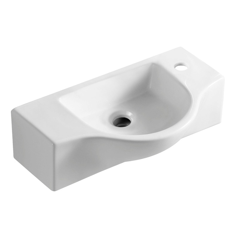 ALFI brand ABC114 White 18″ Small Wall Mounted Ceramic Sink with Faucet Hole