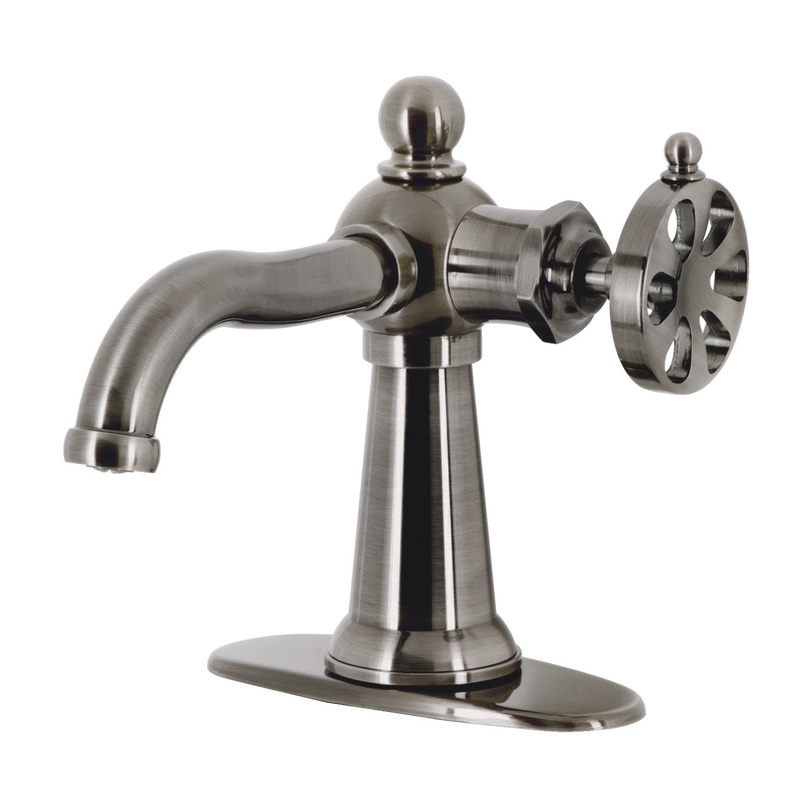 Belknap KSD354RXVN Single-Handle 1-Hole Deck Mount Bathroom Faucet with Push Pop-Up and Deck Plate, Black Stainless