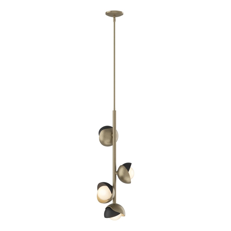 Brooklyn 4-Light Double Shade Vertical Pendant Soft Gold Black