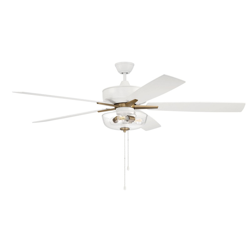Craftmade S101WSB5-60WWOK Super Pro 101 60″Ceiling Fan White/Satin Brass