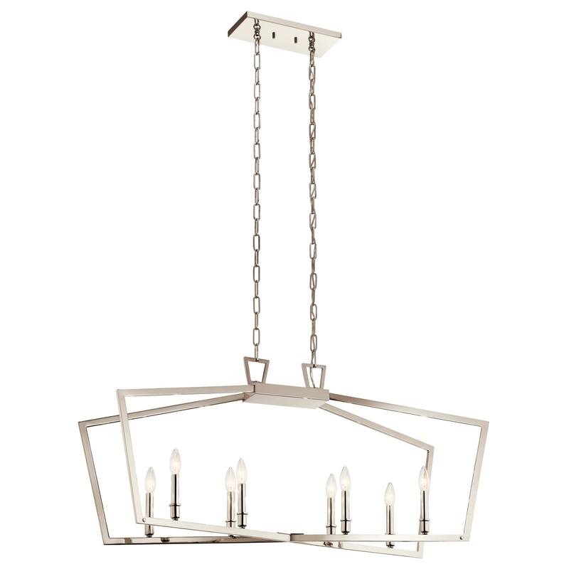 Kichler 43494PN Eight Light Linear Chandelier, Polished Nickel
