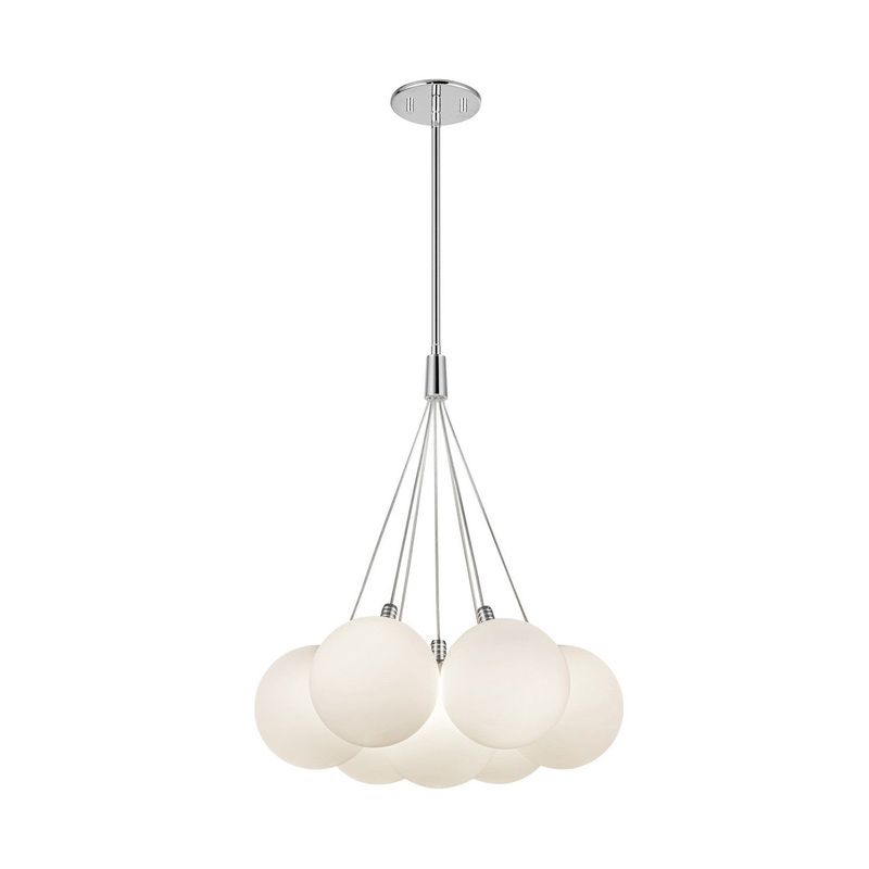 LED Chandelier from the Bolla Collection in Opal Glass Finish by Kuzco Lighting
