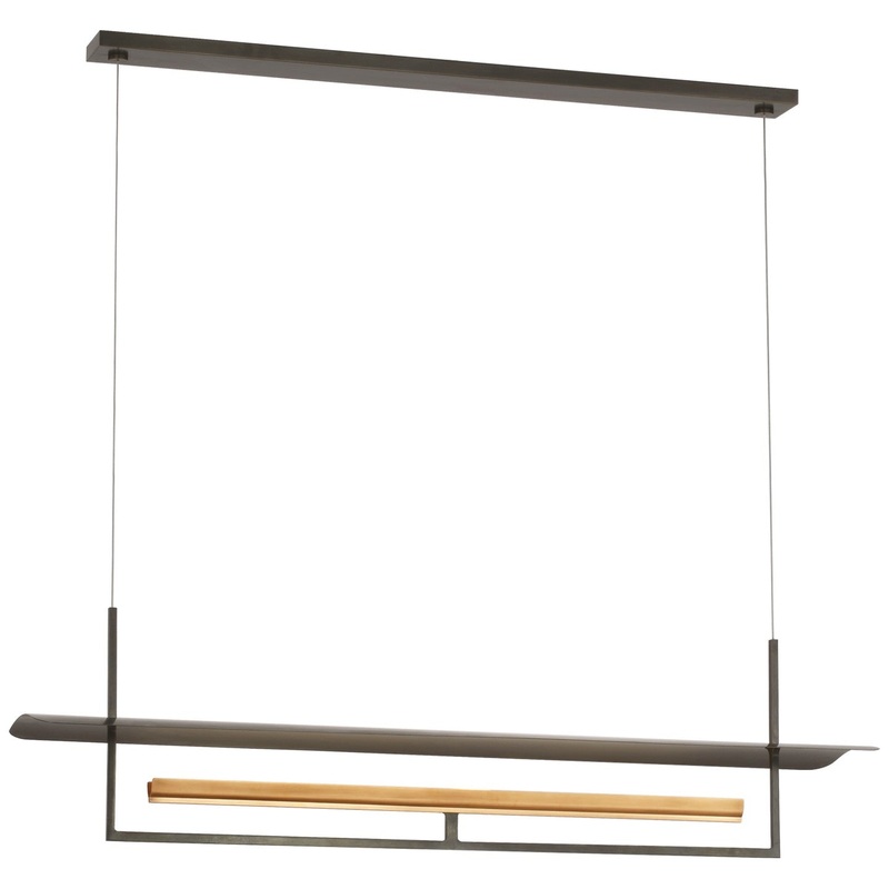 LED Linear Chandelier from the Tristan Collection in Bronze And Hand-Rubbed Antique Brass Finish by Visual Comfort Signature