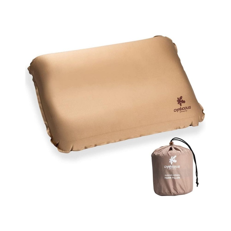 Self Inflating Camping Pillow with Ergonomic 3D Support – Gold
