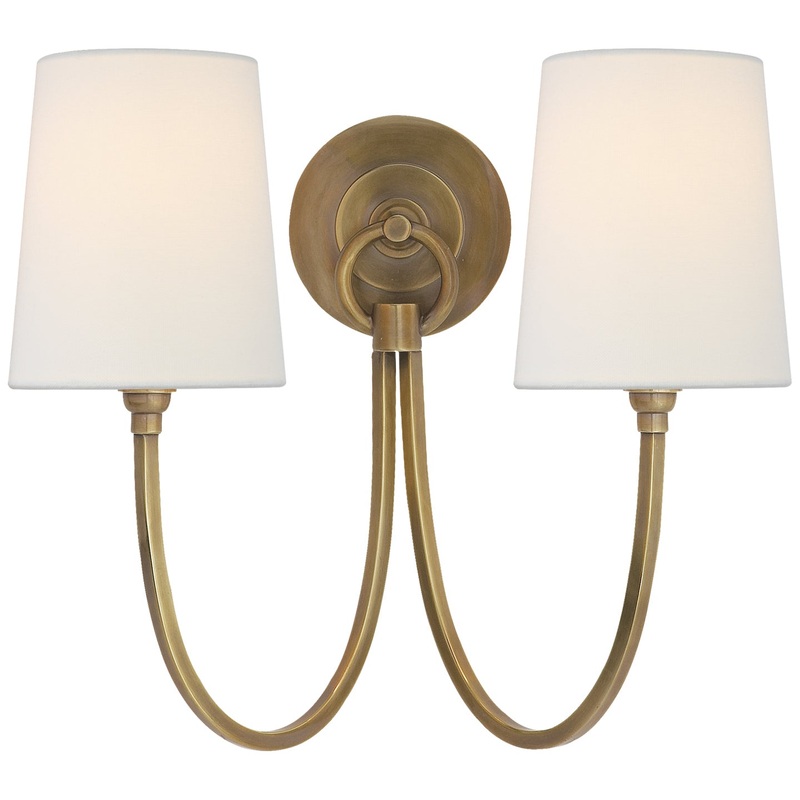 Two Light Wall Sconce from the Reed Collection in Hand-Rubbed Antique Brass Finish by Visual Comfort Signature