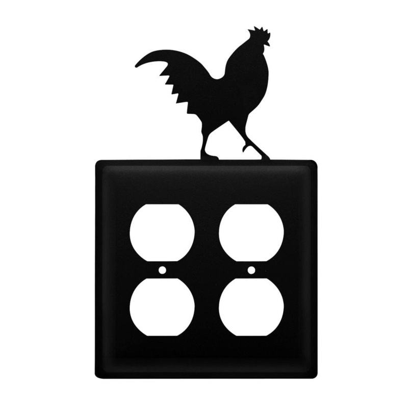 Village Wrought Iron EOO-1 Double Rooster Double Outlet Cover
