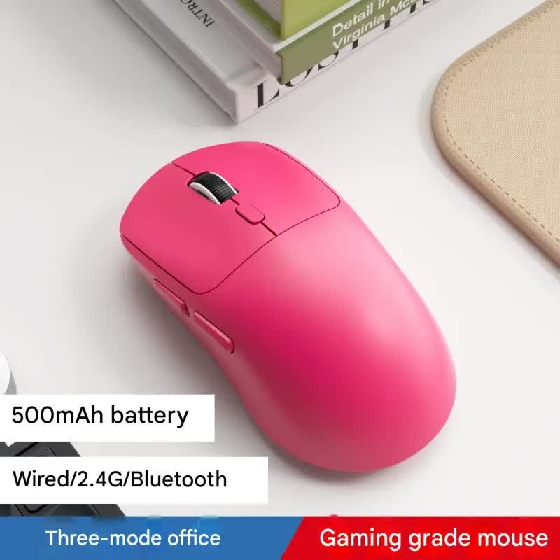 75g Ultra-Lightweight Tri-Mode Wireless Gaming Mouse – 1000Hz Polling Rate, 120-Hour Battery(pink)