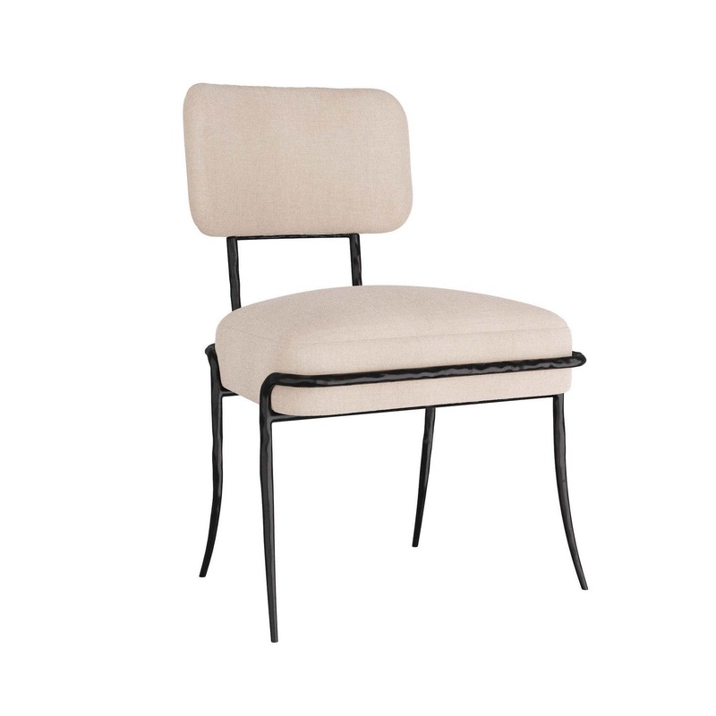 Arteriors GDFRI01 Mosquito Chair Natural Linen/Blackened Iron