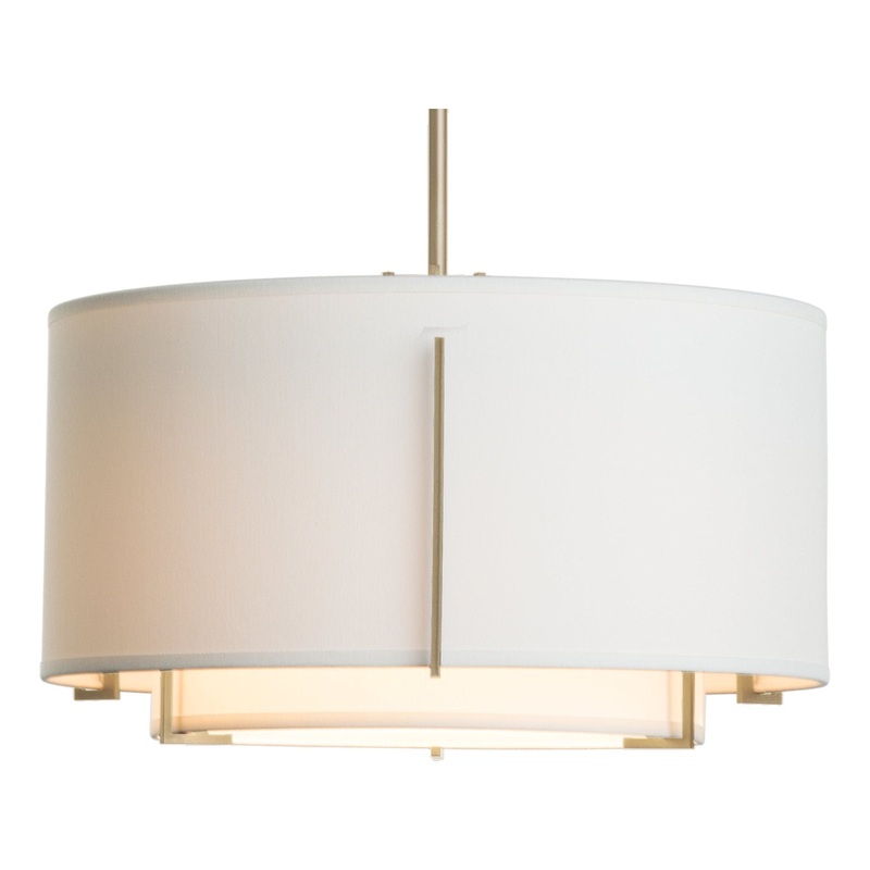 Exos Small Double Shade Pendant Soft Gold Natural Anna Inner Shade & Natural Anna Outer Shade
