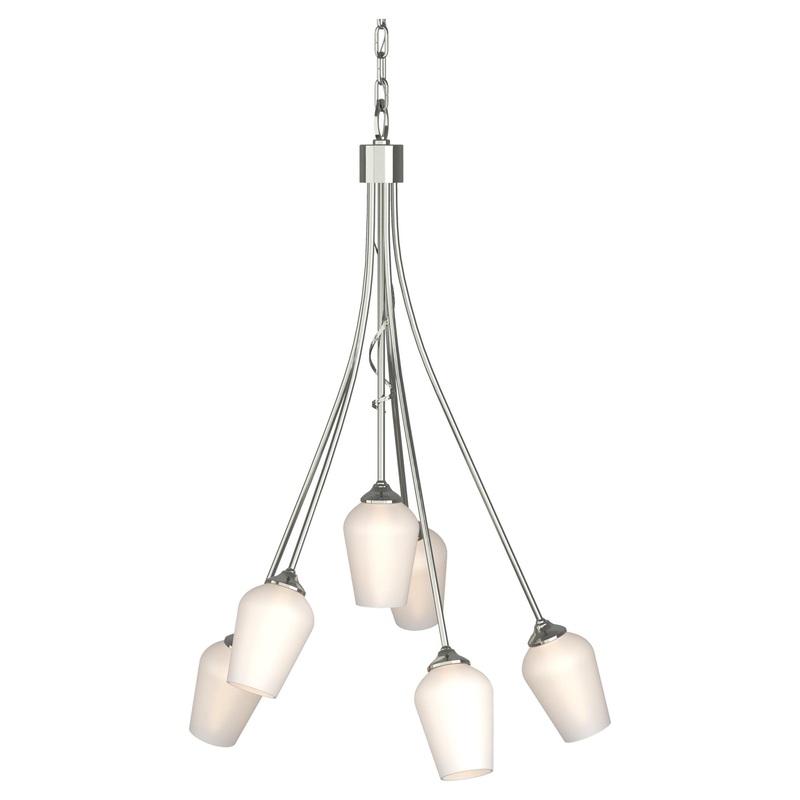 Flora 6-Arm Chandelier Sterling Opal Glass (GG)