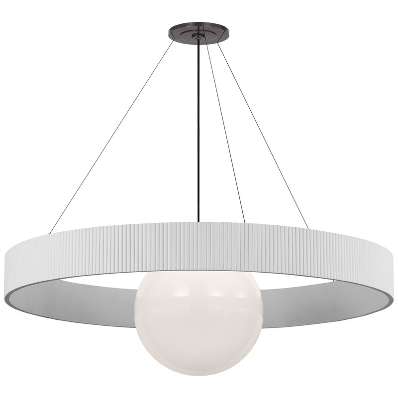 LED Chandelier from the Arena Collection in Bronze And White Glass Finish by Visual Comfort Signature