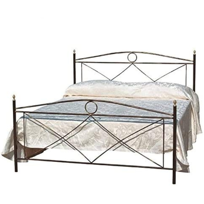 Letto Piazza e Mezza In Ferro Battuto Classico Stile Italiano Ramato Anticato Magnolia