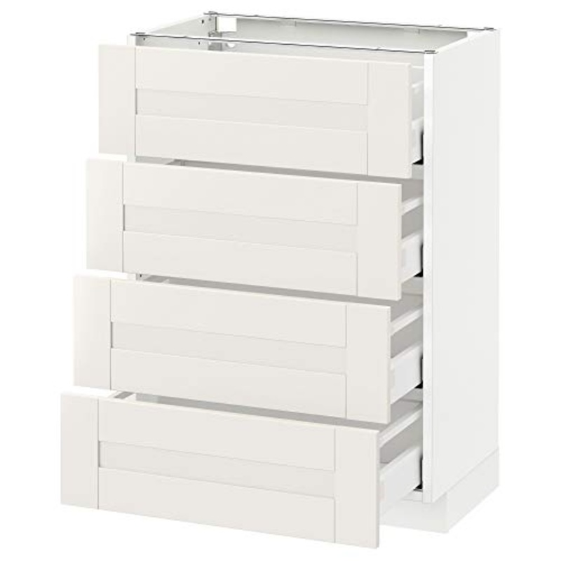 METOD/MAXIMERA base cabina 4 frnts/4 cassetti 60×39.4×88 cm bianco/bianco