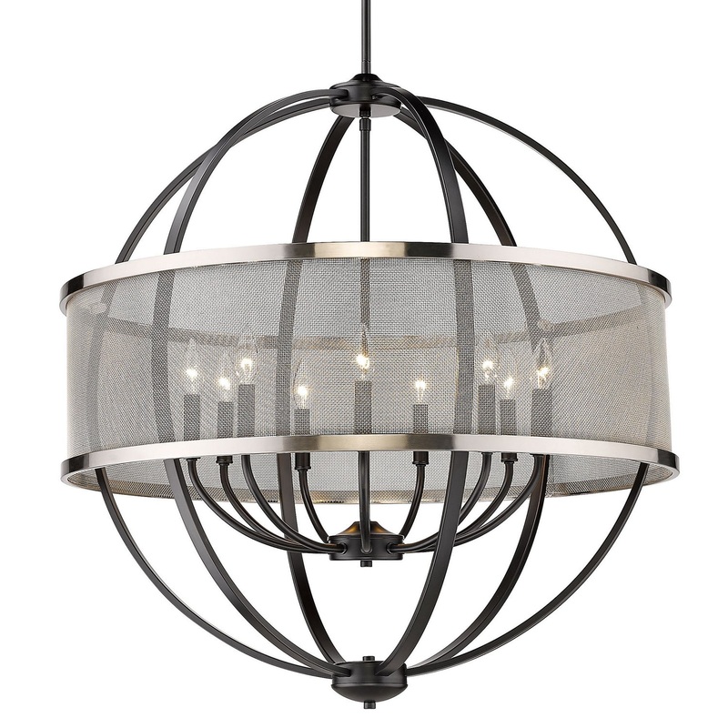 Nine Light Chandelier from the Colson BLK Collection in Matte Black Finish by Golden