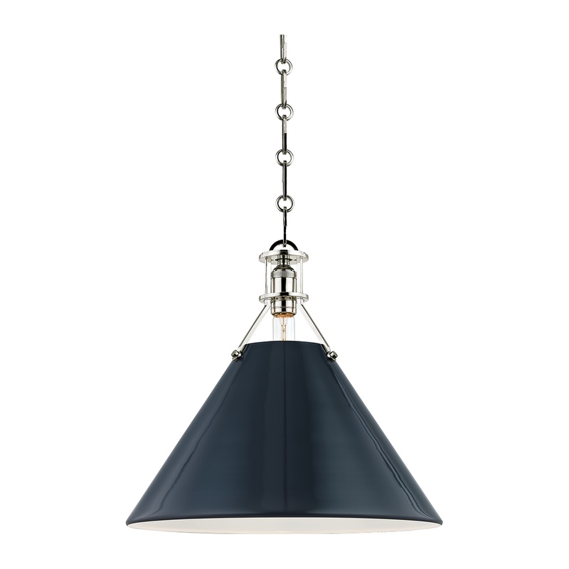 Painted No.2 1-Light Pendant Polished Nickel/Darkest Blue