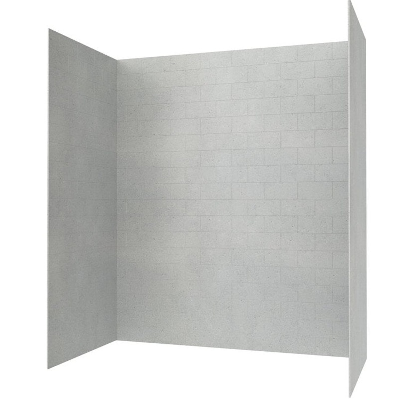 Shower Wall Kit Metro Subway Tile Glue Up 36 x 36 x 72 Inch Ash Gray Swanstone