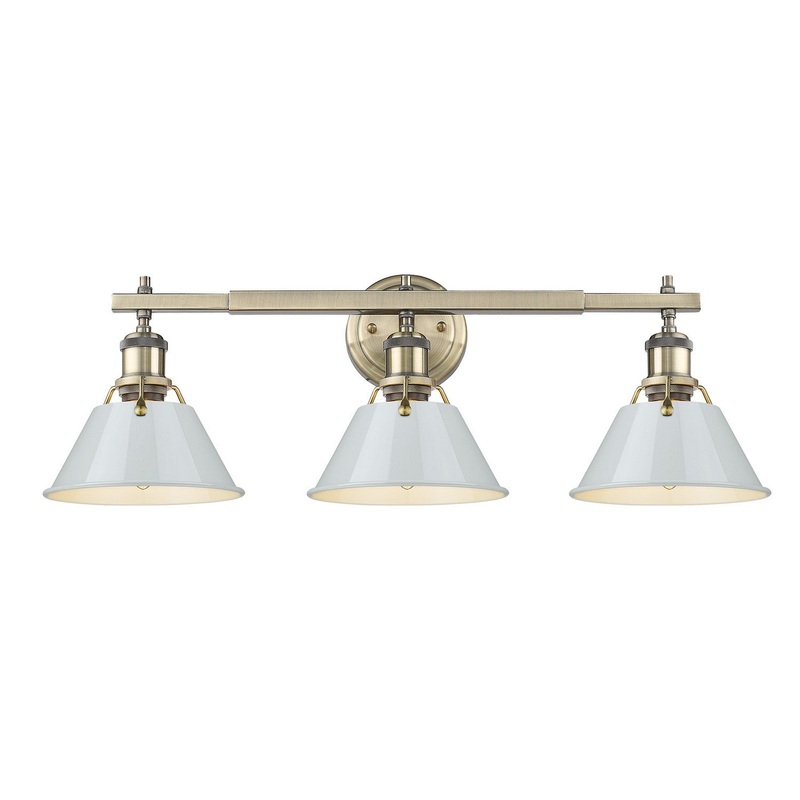 Three Light Bath Vanity from the Orwell Collection in Aged Brass Finish by Golden