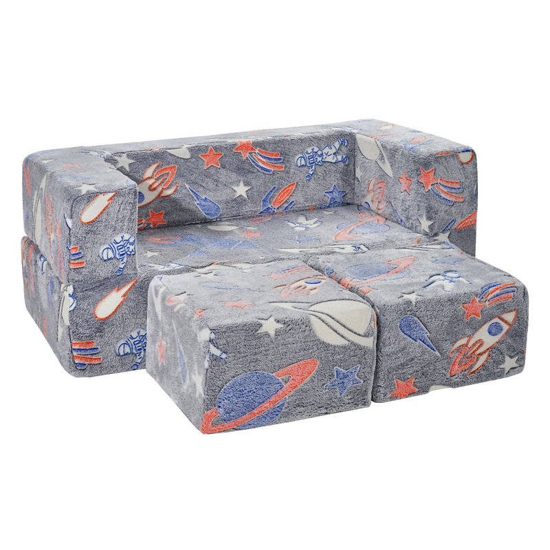 VEVOR Modular Kids Play Couch 4Pcs DIY Glow in the Dark Toddler Chair Grey