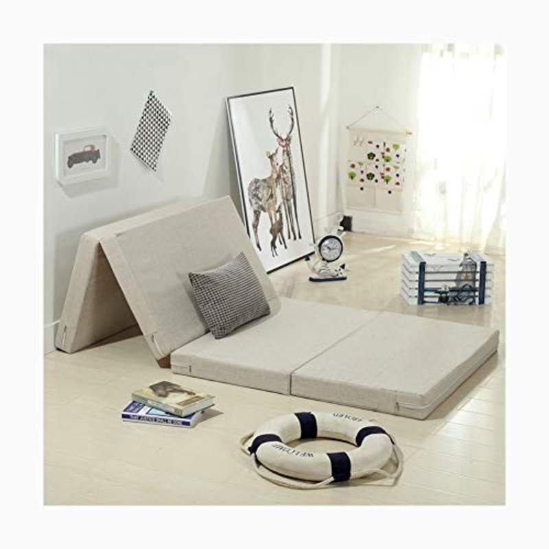 YANGLY 10 Centimetri di Spessore Multifunzionale Materasso Pieghevole Fold 4 Materasso for Pausa Pranzo Mats, Mats Gioco, Tatami, Letti A Castello (Color : Beige, Size : 35x79inch)