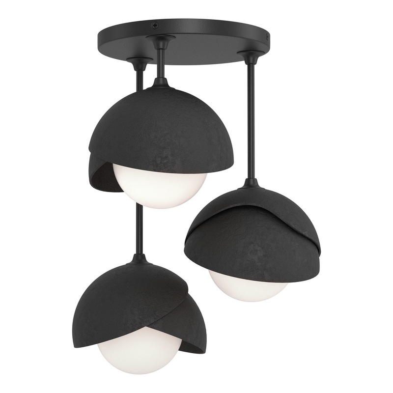 Brooklyn 3-Light Double Shade Semi-Flush Black Black