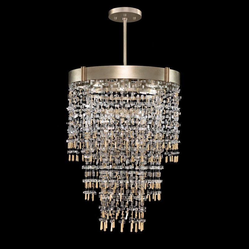 Capri 28.25″W Round Pendant Soft Gold Leaf
