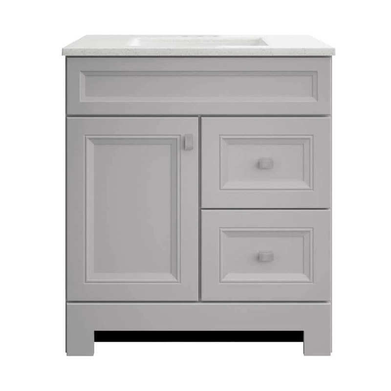 Home Decorators Collection Sedgewood 30.5 in. W x 18.75 in. D x 34.375 in. H Single Sink Bath Vanity in Dove Gray with Arctic Solid Surface Top PPLNKDVR30D