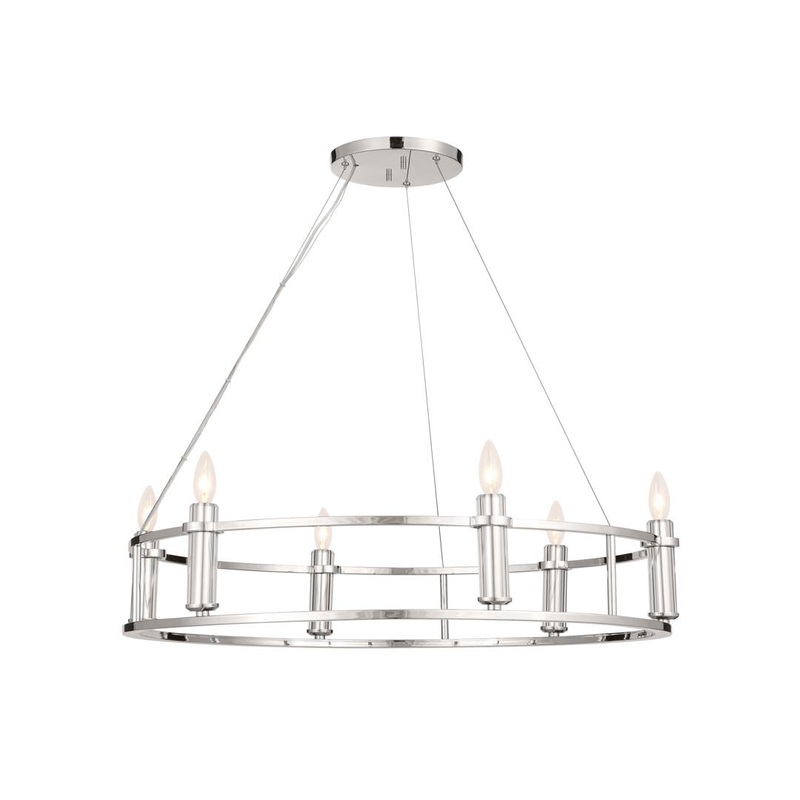 Kichler 52490PN Six Light Chandelier, Polished Nickel