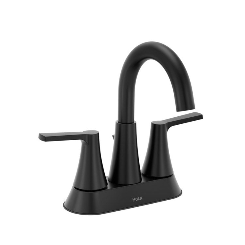 Lavatory Faucet Jase Centerset 4 Inch Spread 2 Lever ADA Matte Black 1.2 Gallons per Minute Pop-Up 2 Hole