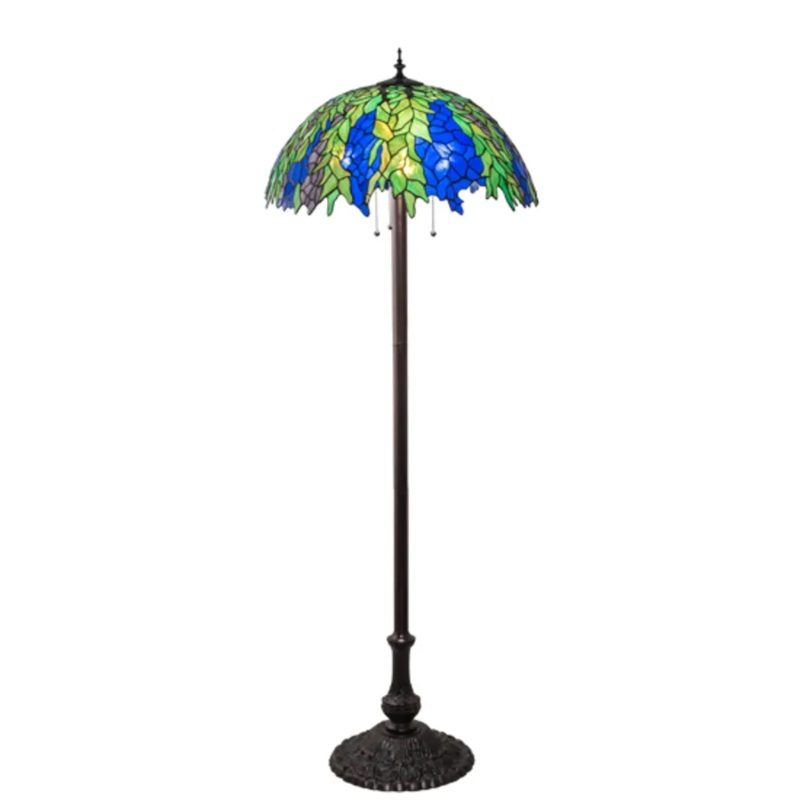 Meyda Tiffany Honey Locust 3-Light Buffet Floor Lamp – Mahogany Bronze