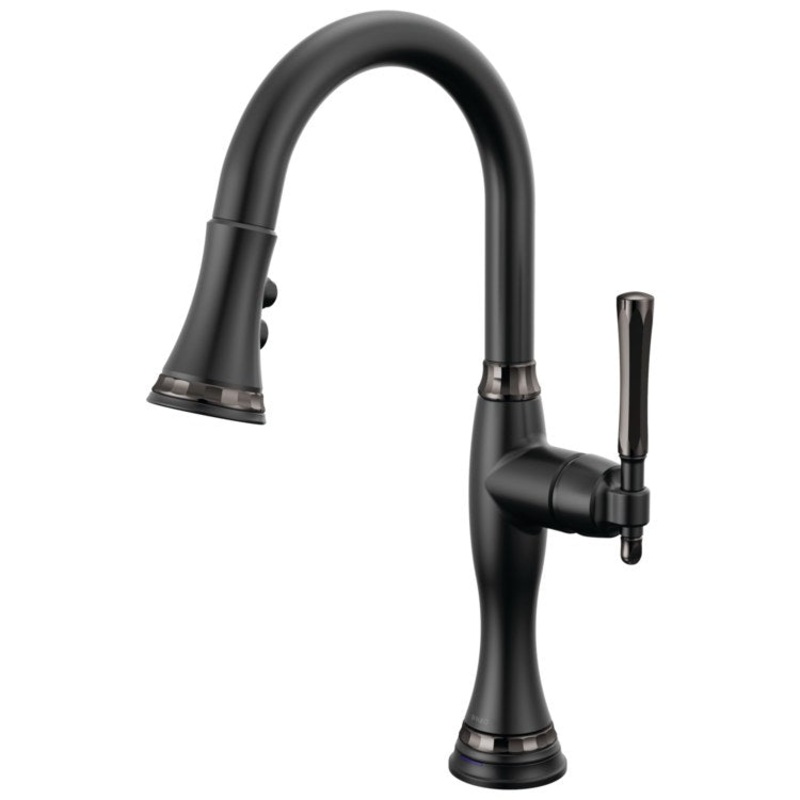 Prep Faucet Tulham SmartTouch Technology 1 Lever ADA Matte Black/Brilliance Black Onyx Pull Down 2 Function Wand Aerated Stream/Spray 360 Degree Swivel