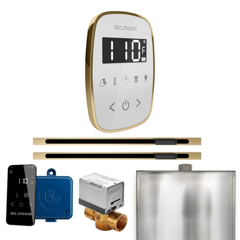Steam Kit ButlerFlex Max Linear White/Satin Brass Control Package for MS4/MS5/MX6