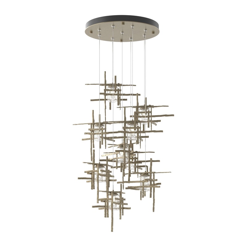 Tura 9-Light Seeded Glass Pendant Soft Gold