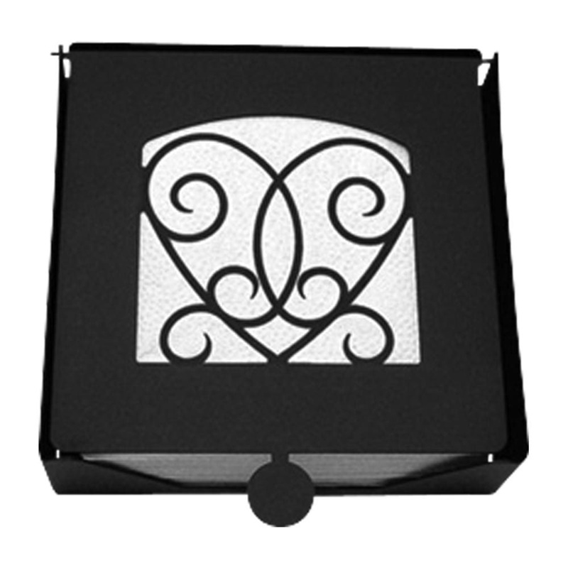 Village Wrought Iron NH-B-110 Scrolled Heart Napkin Holder and Base