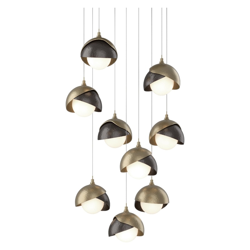 Brooklyn 9-Light Double Shade Pendant Soft Gold Oil Rubbed Bronze