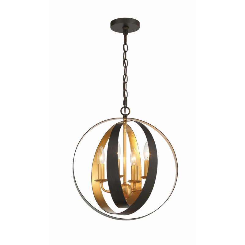 Crystorama 584-EB-GA Luna Four Light Mini Chandelier English Bronze / Antique Gold