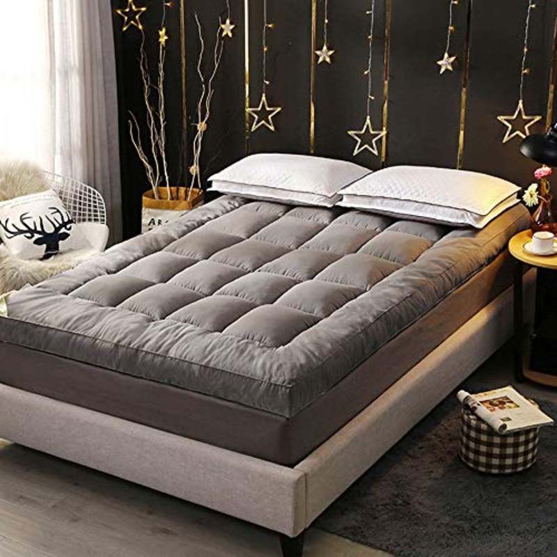 Futon – Materassino pieghevole in tinta unita Tatami, letto singolo, matrimoniale, tiene caldo in inverno, morbido tappetino dormitorio, per studenti, singolo, matrimoniale, grigio, 200 x 220 cm