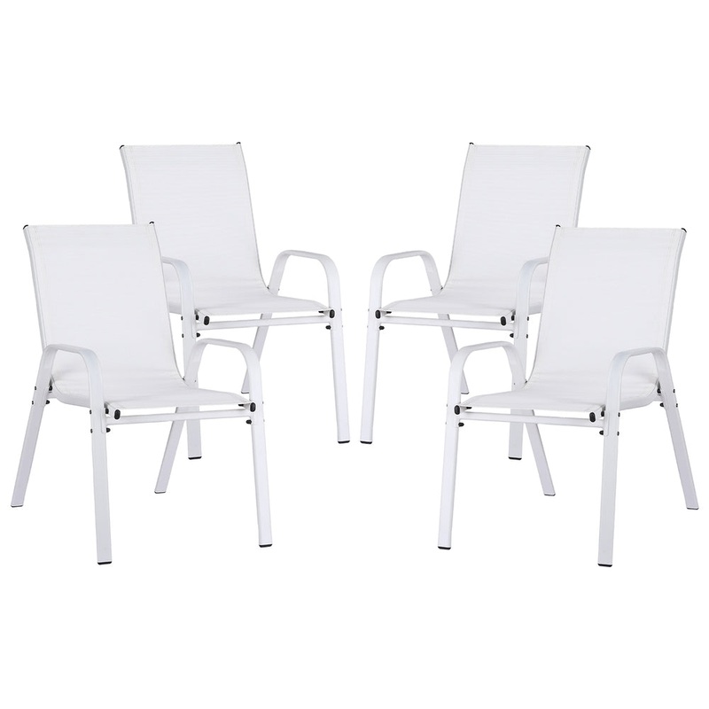Gardeon 4PC Outdoor Dining Chairs Stackable Lounge Chair Patio Furniture White