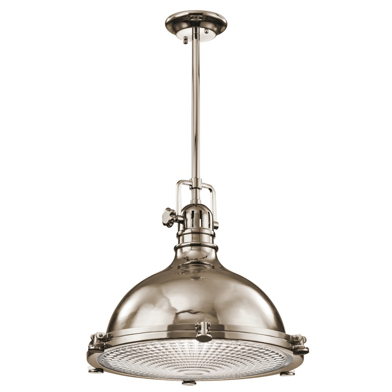 Kichler 2691PN One Light Pendant, Polished Nickel