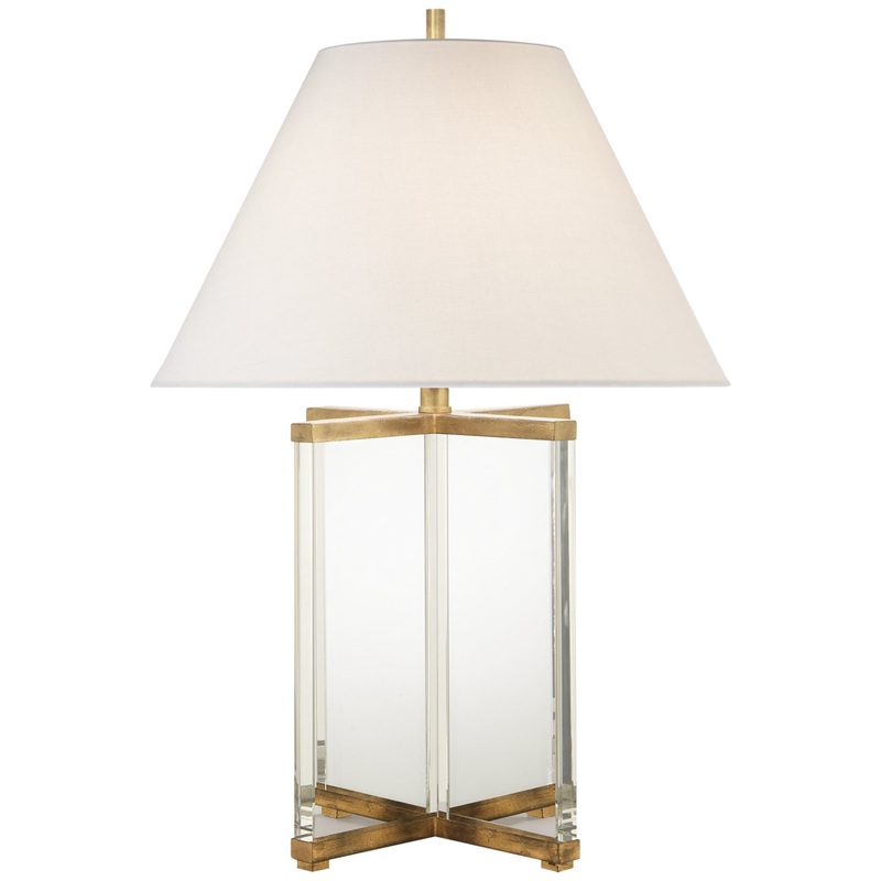 One Light Table Lamp from the Cameron Collection in Crystal With Gild Finish by Visual Comfort Signature