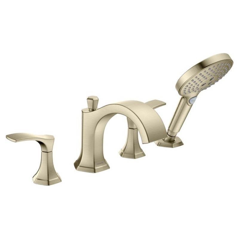 Roman Tub Trim Locarno with Handshower 2 Lever Brushed Nickel 4-7/8 Inch Spread 6.0 Gallons per Minute