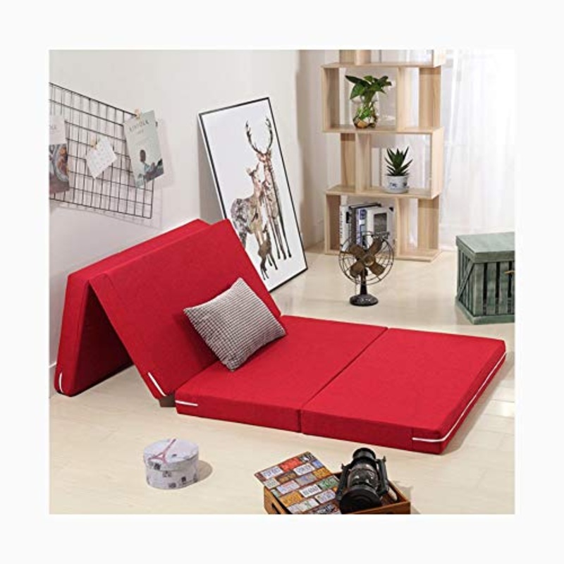 YANGLY 8 Centimetri di Spessore Materasso Pieghevole Multifunzione 4 Fold Materasso for I Giochi di Gioco, Picnic, Yoga, Tatami (Color : Red, Size : 39x79inch)