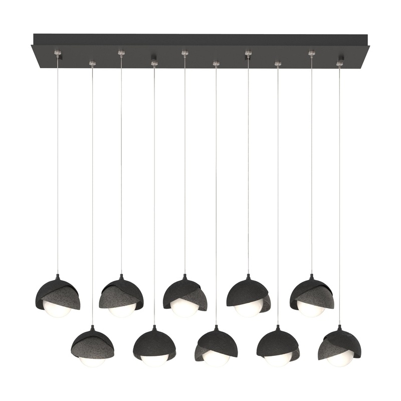 Brooklyn 10-Light Double Shade Pendant Black Natural Iron
