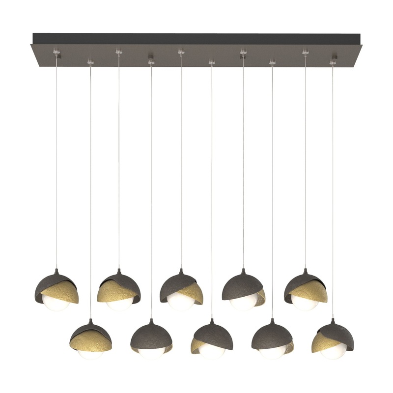 Brooklyn 10-Light Double Shade Pendant Dark Smoke Modern Brass