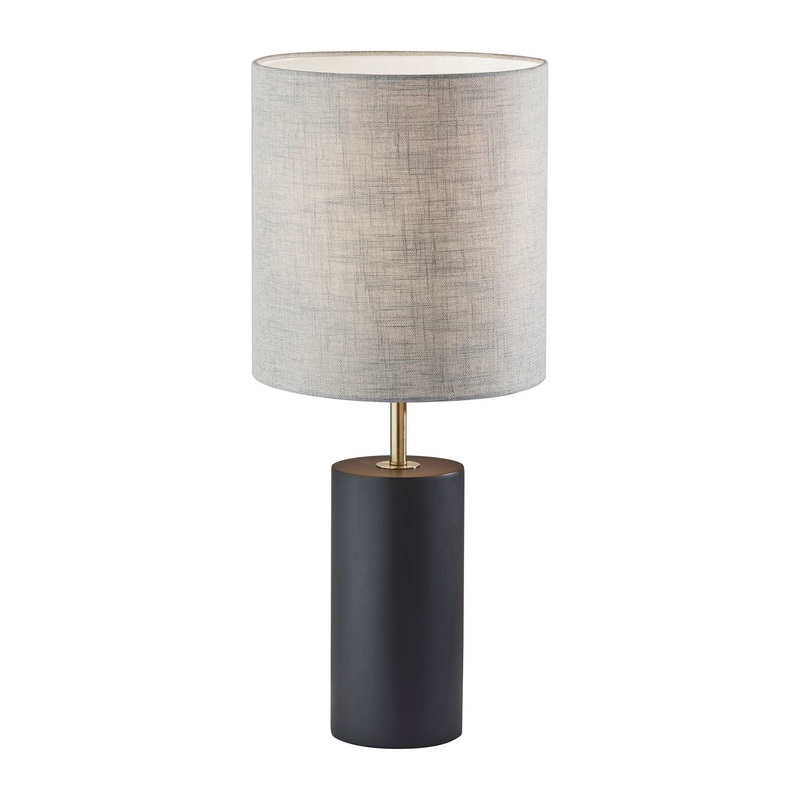 Dean Table Lamp Black Poplar Wood with Antique Brass Accent